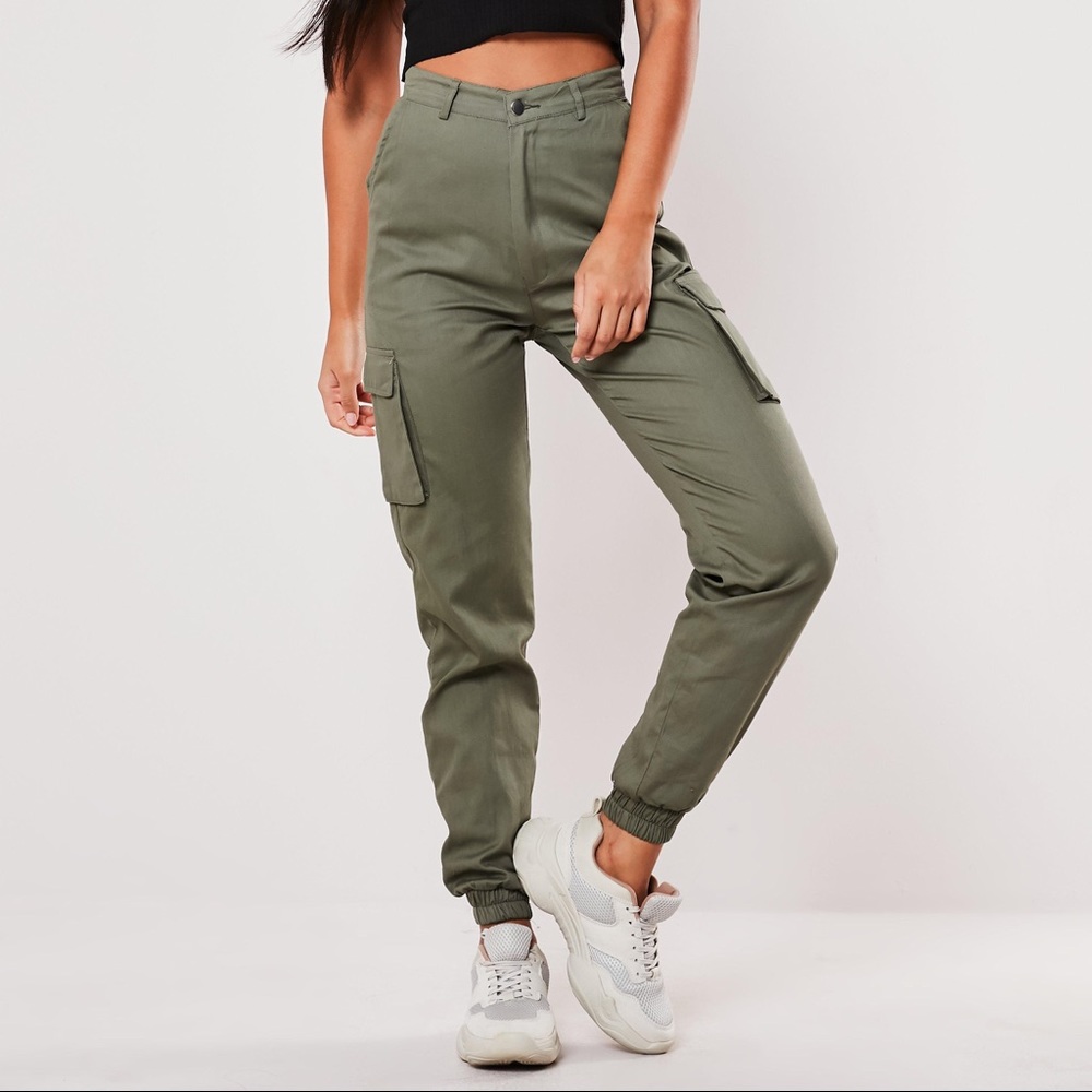 Missguided Khaki Cargo Trousers (Size 0)